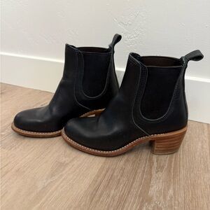 Red Wing Black Genuine Leather Ankle Boots